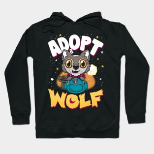 Adopt a Wolf- Creepy Cute Cartoon - Kawaii Werewolf Hoodie